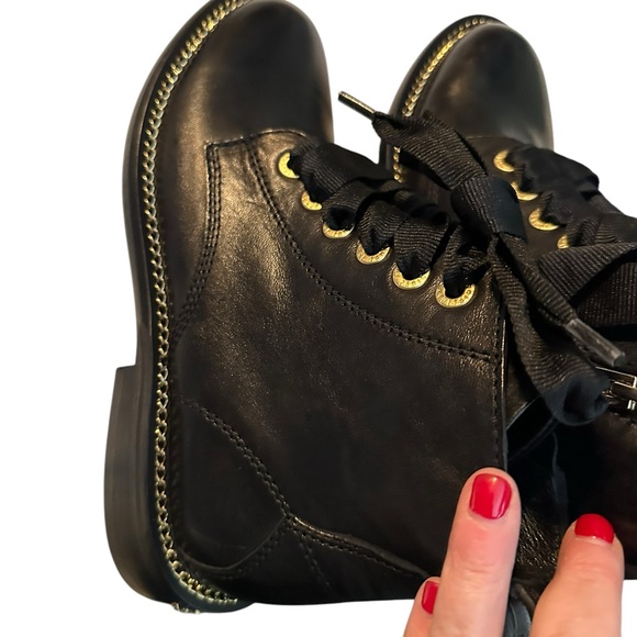 NIB Zadig & Voltaire Laureen Chain Welt Leather Boot Noir w/ gold trim MSRP$498 - Picture 10 of 16